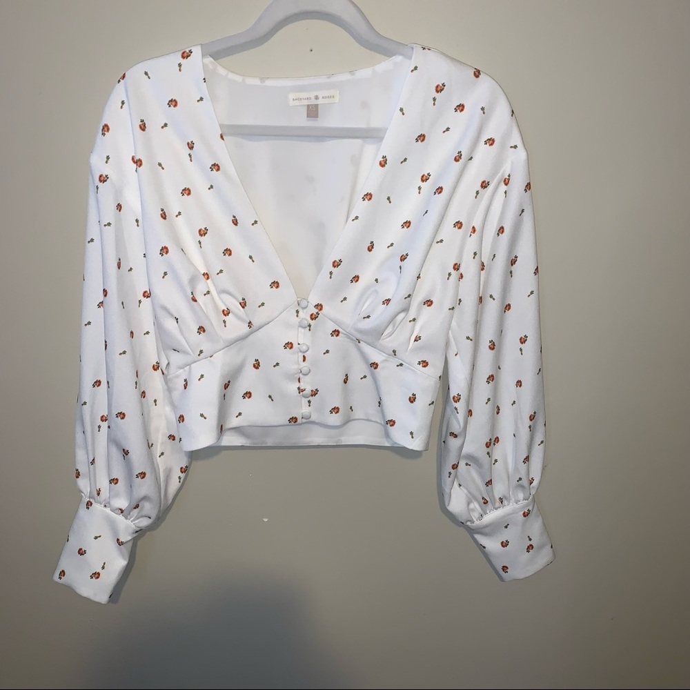 Backyard Roses Alex Button Front Rose Top - Picture 3 of 7